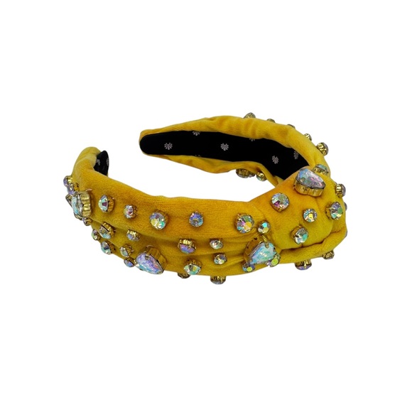 Lele Sadoughi Crystal‎ Heart Headband Yellow Velvet Knot Anthropologie